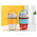 Double drinking glass water glass Simple and lovely Bounce cover water cup A portable coffee cup Juice glass